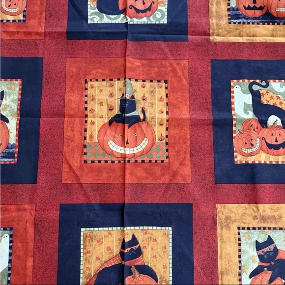 VTG Boo Kitty Halloween Fabric Cat Trick Treat Teresa Kogut SSI 1yd+26"x43" - Picture 10 of 13